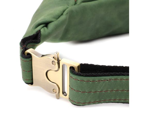 Купить Стильная мужская бананка отменного качества из винтажной натуральной кожи Shvigel 23142 Зеленый, фото , изображение 5, характеристики, отзывы