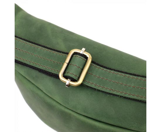 Купить Стильная мужская бананка отменного качества из винтажной натуральной кожи Shvigel 23142 Зеленый, фото , изображение 6, характеристики, отзывы