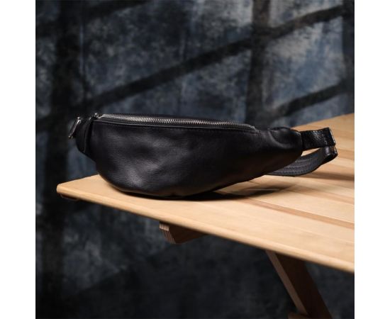 Придбати Удобная мужская бананка отменного качества из гладкой натуральной кожи Shvigel 23143 Черный, image , зображення 9, характеристики, відгуки