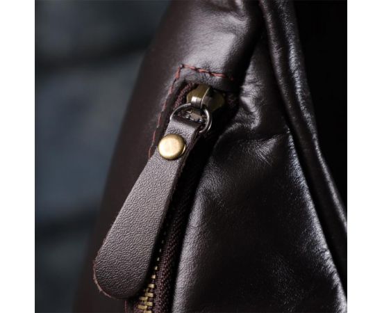 Купить Сумка бананка отменного качества из гладкой натуральной кожи Shvigel 23144 Коричневый, фото , изображение 11, характеристики, отзывы