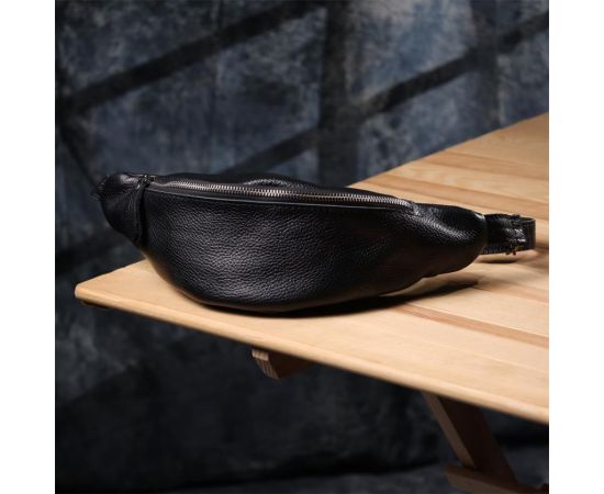 Купить Отменная сумка бананка из зернистой натуральной кожи Shvigel 23145 Черный, фото , изображение 9, характеристики, отзывы