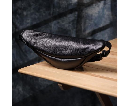 Купить Отменная сумка бананка из зернистой натуральной кожи Shvigel 23145 Черный, фото , изображение 10, характеристики, отзывы