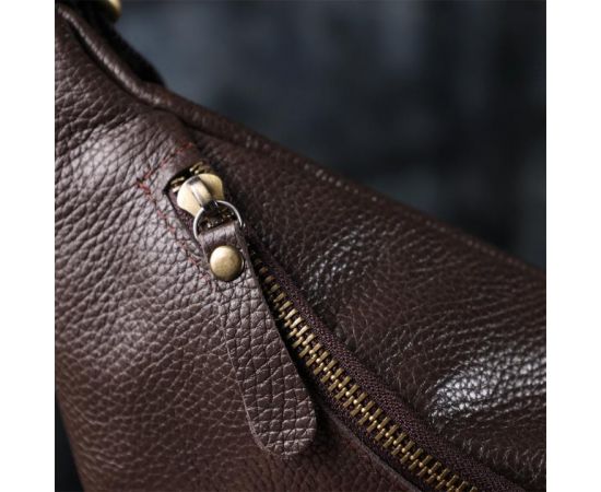 Купить Стильная сумка бананка из зернистой натуральной кожи Shvigel 23146 Коричневый, фото , изображение 11, характеристики, отзывы