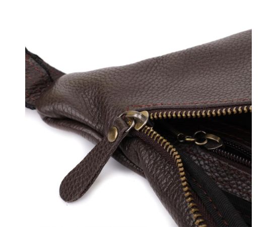 Купить Стильная сумка бананка из зернистой натуральной кожи Shvigel 23146 Коричневый, фото , изображение 7, характеристики, отзывы