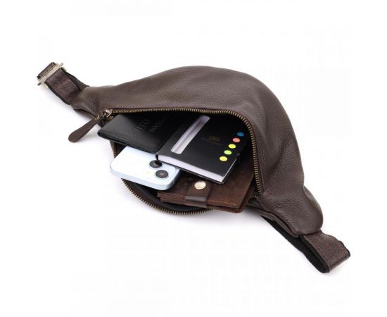 Купить Стильная сумка бананка из зернистой натуральной кожи Shvigel 23146 Коричневый, фото , изображение 8, характеристики, отзывы