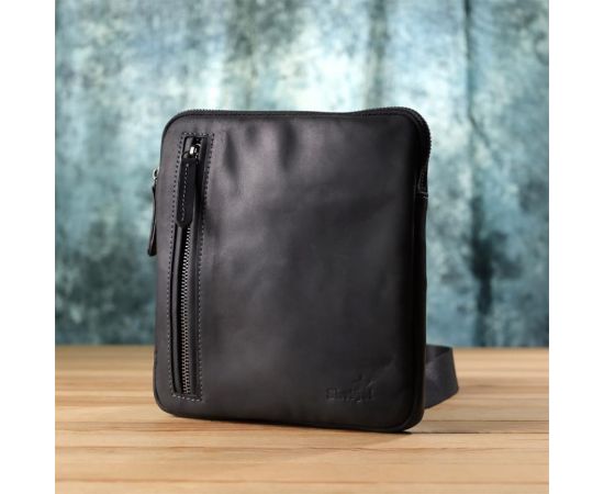 Купить Удобная сумка для мужчин на плечо из натуральной винтажной кожи Shvigel 23147 Черный, фото , изображение 9, характеристики, отзывы