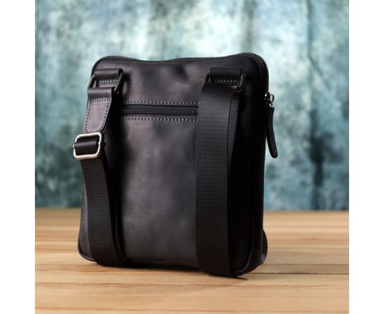 Купить Удобная сумка для мужчин на плечо из натуральной винтажной кожи Shvigel 23147 Черный, фото , изображение 10, характеристики, отзывы