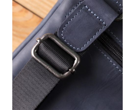 Купить Сумка небольшого размера для мужчин на плечо из натуральной винтажной кожи Shvigel 23148 Синий, фото , изображение 11, характеристики, отзывы