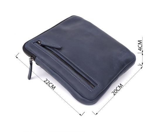 Купить Сумка небольшого размера для мужчин на плечо из натуральной винтажной кожи Shvigel 23148 Синий, фото , изображение 3, характеристики, отзывы