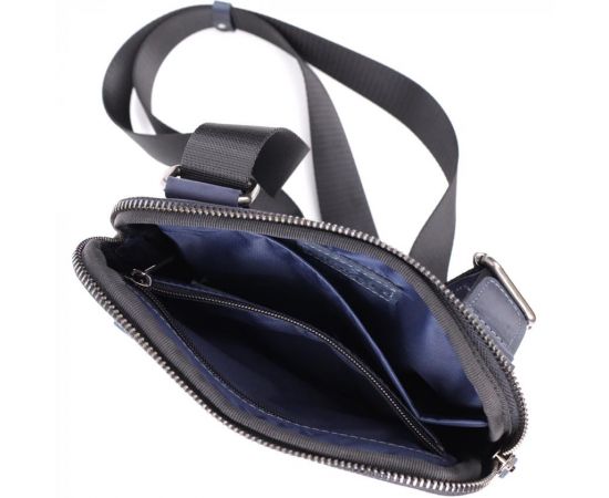 Купить Сумка небольшого размера для мужчин на плечо из натуральной винтажной кожи Shvigel 23148 Синий, фото , изображение 7, характеристики, отзывы