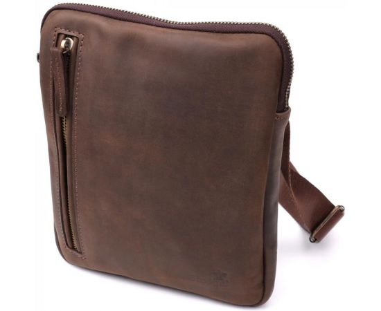Купить Практичная сумка для мужчин на плечо из натуральной винтажной кожи Shvigel 23149 Коричневый, фото , характеристики, отзывы