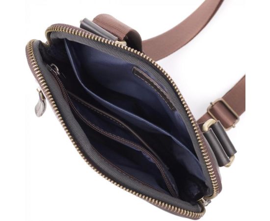 Купить Элегантная мужская сумка из гладкой натуральной кожи Shvigel 23150 Коричневый, фото , изображение 7, характеристики, отзывы