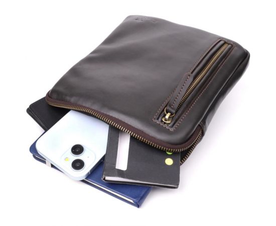 Купить Элегантная мужская сумка из гладкой натуральной кожи Shvigel 23150 Коричневый, фото , изображение 8, характеристики, отзывы