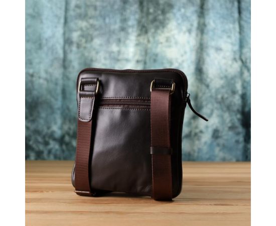 Купить Элегантная мужская сумка из гладкой натуральной кожи Shvigel 23150 Коричневый, фото , изображение 10, характеристики, отзывы