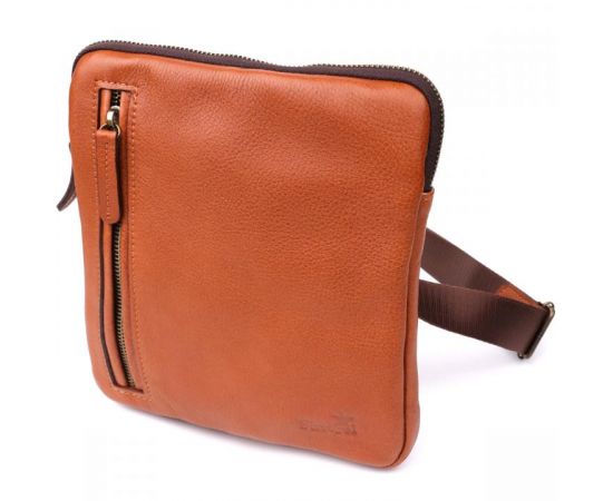 Купить Мужская кожаная сумка через плечо из прочной зернистой кожи Shvigel 23151 Рыжий, фото , характеристики, отзывы
