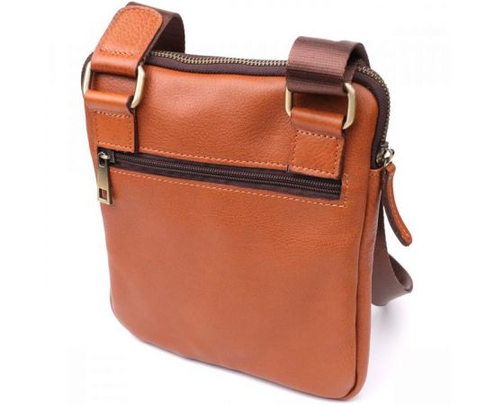 Купить Мужская кожаная сумка через плечо из прочной зернистой кожи Shvigel 23151 Рыжий, фото , изображение 2, характеристики, отзывы