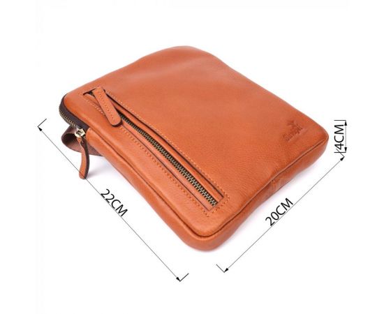 Купить Мужская кожаная сумка через плечо из прочной зернистой кожи Shvigel 23151 Рыжий, фото , изображение 3, характеристики, отзывы