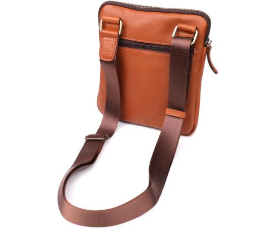 Купить Мужская кожаная сумка через плечо из прочной зернистой кожи Shvigel 23151 Рыжий, фото , изображение 5, характеристики, отзывы