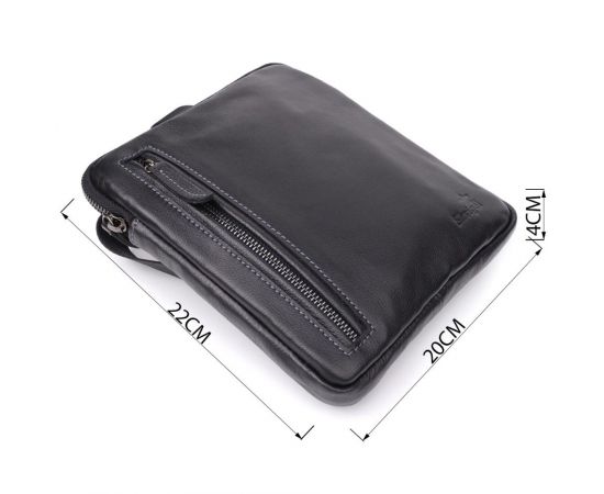 Купить Сумка на плечо для мужчин из прочной зернистой кожи Shvigel 23152 Черный, фото , изображение 3, характеристики, отзывы