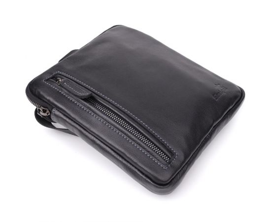 Купить Сумка на плечо для мужчин из прочной зернистой кожи Shvigel 23152 Черный, фото , изображение 5, характеристики, отзывы