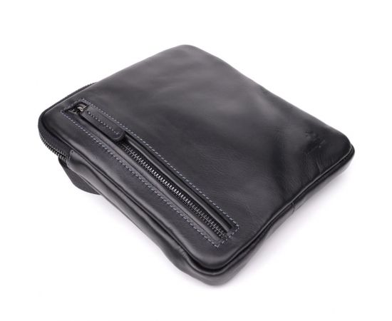 Купить Стильная и практичная мужская сумка на плечо из натуральной гладкой кожи Shvigel 23153 Черный, фото , изображение 6, характеристики, отзывы