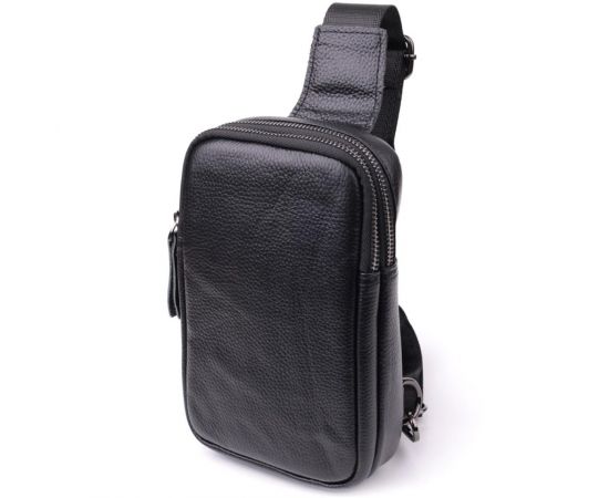 Придбати Небольшая слинг сумка для мужчин из натуральной кожи Vintage sale_15105 Черный, image , характеристики, відгуки