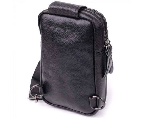 Придбати Небольшая слинг сумка для мужчин из натуральной кожи Vintage sale_15105 Черный, image , зображення 2, характеристики, відгуки