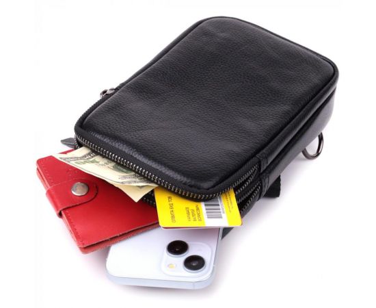 Придбати Небольшая слинг сумка для мужчин из натуральной кожи Vintage sale_15105 Черный, image , зображення 9, характеристики, відгуки