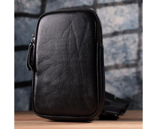 Придбати Небольшая слинг сумка для мужчин из натуральной кожи Vintage sale_15105 Черный, image , зображення 10, характеристики, відгуки