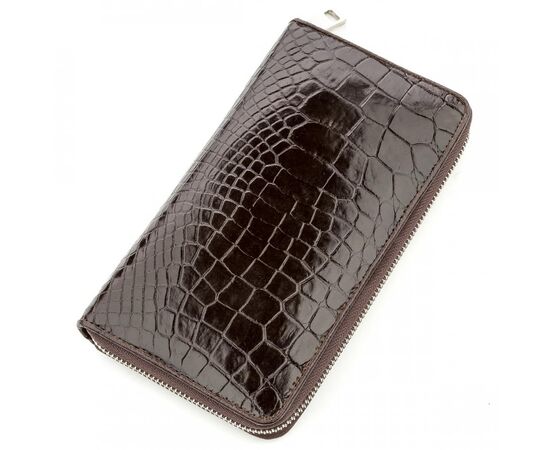 Купить Мужской клатч CROCODILE LEATHER 18527 из натуральной кожи крокодила Коричневый, Коричневый, фото , характеристики, отзывы