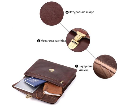 Купить Мужской портфель из натуральной кожи Tony Perotti 20896_1 (8091 moro) Коричневый, фото , изображение 4, характеристики, отзывы