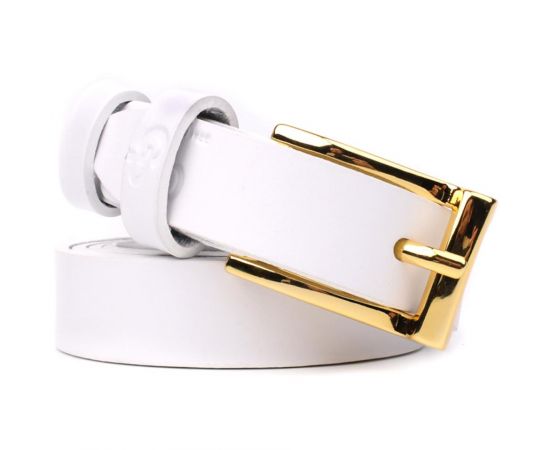 Купить Стильный тонкий кожаный ремень для женщин GRANDE PELLE 22948 Белый, фото , изображение 2, характеристики, отзывы