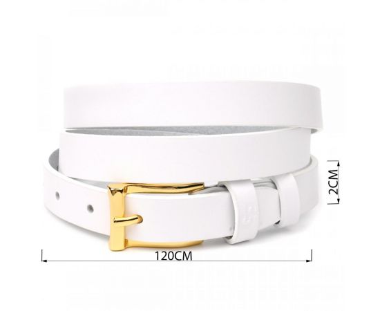 Купить Стильный тонкий кожаный ремень для женщин GRANDE PELLE 22948 Белый, фото , изображение 3, характеристики, отзывы