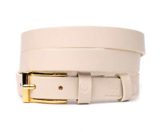 Купить Красивый тонкий кожаный ремень для женщин GRANDE PELLE 22949 Молочный, фото , характеристики, отзывы