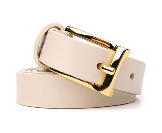 Купить Красивый тонкий кожаный ремень для женщин GRANDE PELLE 22949 Молочный, фото , изображение 2, характеристики, отзывы