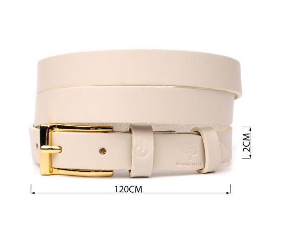 Купить Красивый тонкий кожаный ремень для женщин GRANDE PELLE 22949 Молочный, фото , изображение 3, характеристики, отзывы