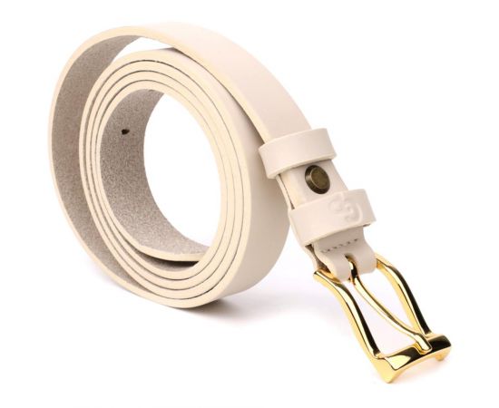 Купить Красивый тонкий кожаный ремень для женщин GRANDE PELLE 22949 Молочный, фото , изображение 5, характеристики, отзывы