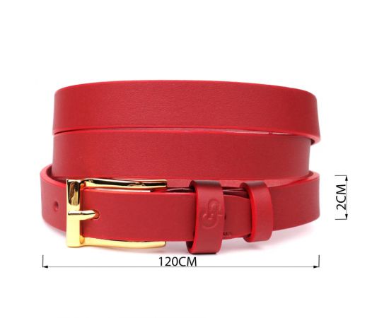 Купить Яркий тонкий кожаный ремень для женщин GRANDE PELLE 22951 Красный, фото , изображение 3, характеристики, отзывы