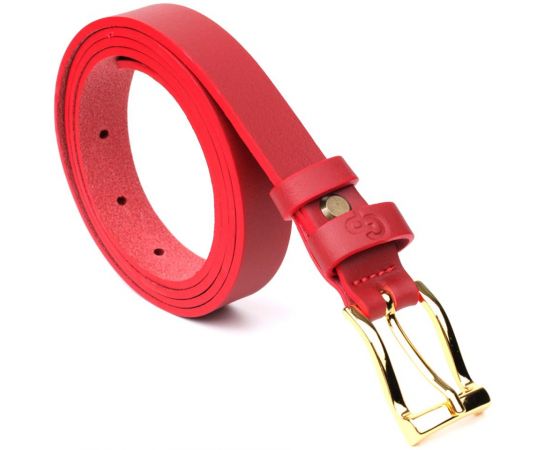 Купить Яркий тонкий кожаный ремень для женщин GRANDE PELLE 22951 Красный, фото , изображение 5, характеристики, отзывы