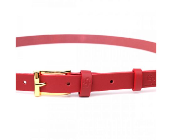 Купить Яркий тонкий кожаный ремень для женщин GRANDE PELLE 22951 Красный, фото , изображение 6, характеристики, отзывы