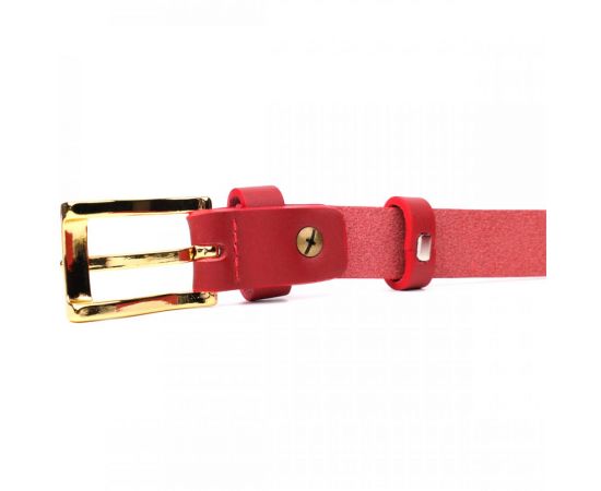 Купить Яркий тонкий кожаный ремень для женщин GRANDE PELLE 22951 Красный, фото , изображение 7, характеристики, отзывы