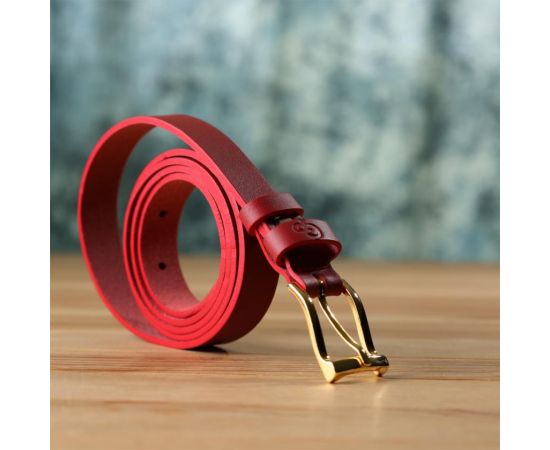 Купить Яркий тонкий кожаный ремень для женщин GRANDE PELLE 22951 Красный, фото , изображение 8, характеристики, отзывы