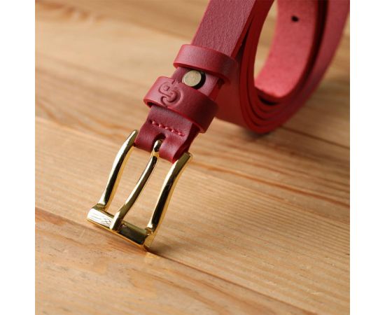 Купить Яркий тонкий кожаный ремень для женщин GRANDE PELLE 22951 Красный, фото , изображение 9, характеристики, отзывы