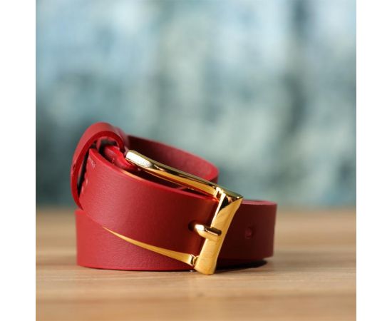 Купить Яркий тонкий кожаный ремень для женщин GRANDE PELLE 22951 Красный, фото , изображение 10, характеристики, отзывы