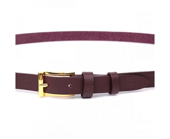 Купить Модный узкий кожаный ремень для женщин GRANDE PELLE 22953 Бордовый, фото , изображение 7, характеристики, отзывы