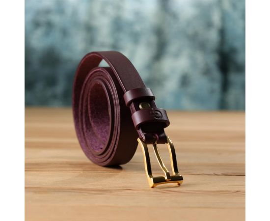 Купить Модный узкий кожаный ремень для женщин GRANDE PELLE 22953 Бордовый, фото , изображение 8, характеристики, отзывы
