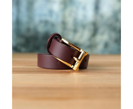 Купить Модный узкий кожаный ремень для женщин GRANDE PELLE 22953 Бордовый, фото , изображение 10, характеристики, отзывы