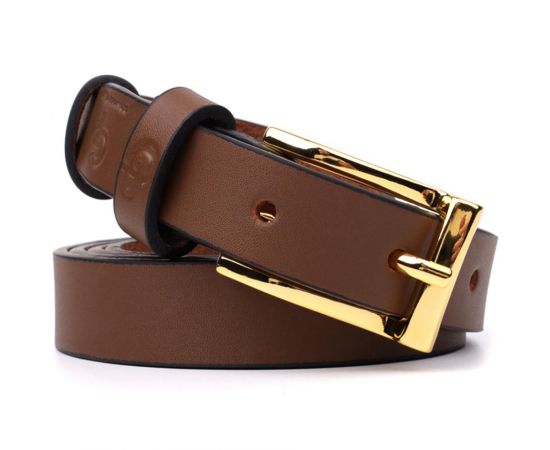 Купить Модный узкий кожаный ремень для женщин GRANDE PELLE 22954 Светло-коричневый, фото , изображение 2, характеристики, отзывы