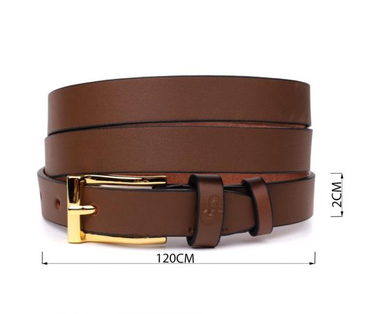 Купить Модный узкий кожаный ремень для женщин GRANDE PELLE 22954 Светло-коричневый, фото , изображение 3, характеристики, отзывы