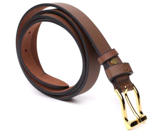 Купить Модный узкий кожаный ремень для женщин GRANDE PELLE 22954 Светло-коричневый, фото , изображение 5, характеристики, отзывы